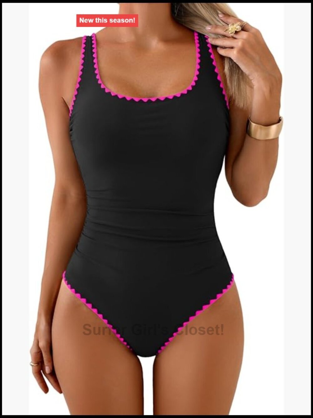 Tummy Control Ruched One Piece Swimsuit Color Block Modest Bathing Suit